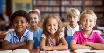 group-smiling-multi-ethnic-children-school-desk-back-school-concept-ai-generated_154993-1824